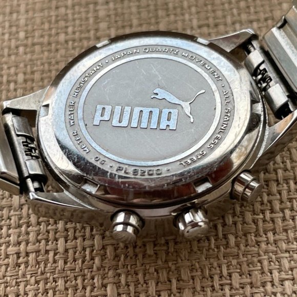 Puma Ladies Wrist Watch Multi Function Quartz analog Silver Tone Stretch Metal - Picture 8 of 10
